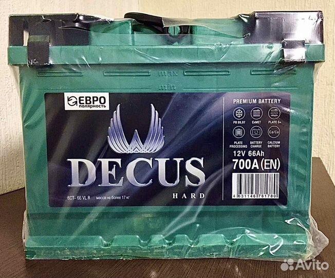 Аккумулятор Decus 66Ah (Обратная полярность)