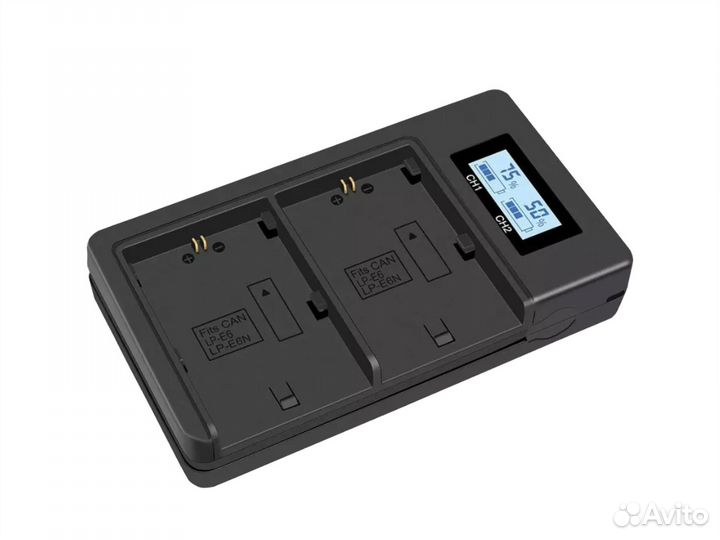 Зарядное устройство LP-E6 USB на 2 АКБ (с Экраном)