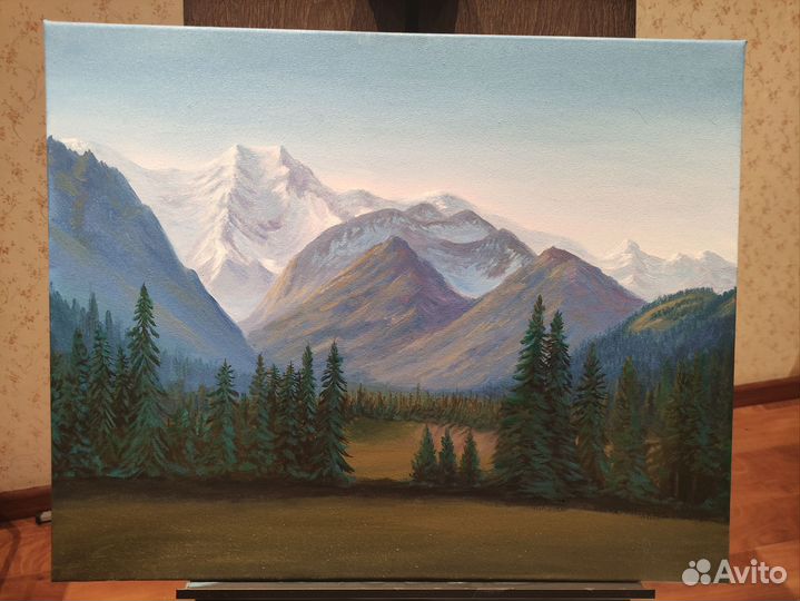 Картина маслом на холсте пейзаж горы природа