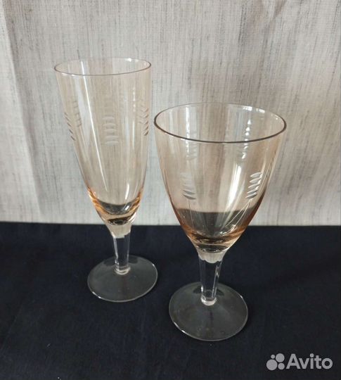 Фужеры бокалы цветное стекло СССР Винтаж