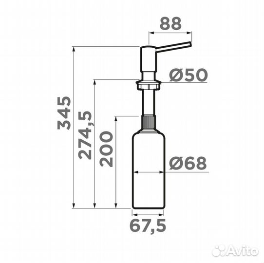 Дозатор Omoikiri, ом - 02 BN, нержавеющая сталь
