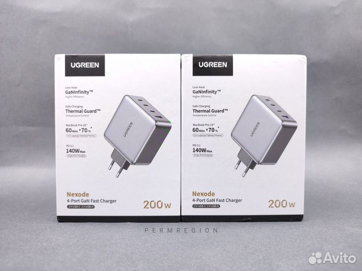 Зарядное Ugreen 200W PD3.1 Nexode GaN новое QC4.0