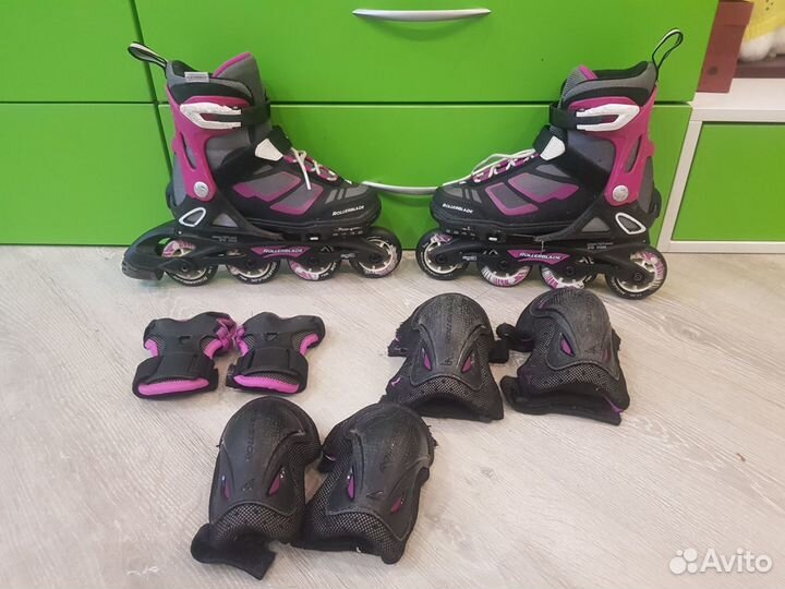 Rollerblade spitfire (раздвижные 33-36,5) +защита