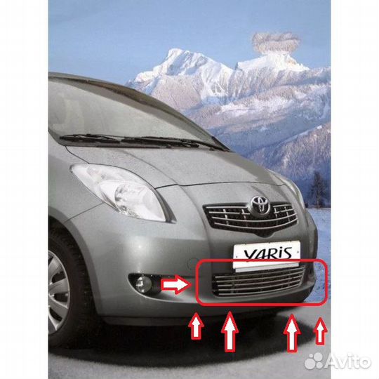 Накладка на передний бампер Toyota Yaris 2009+