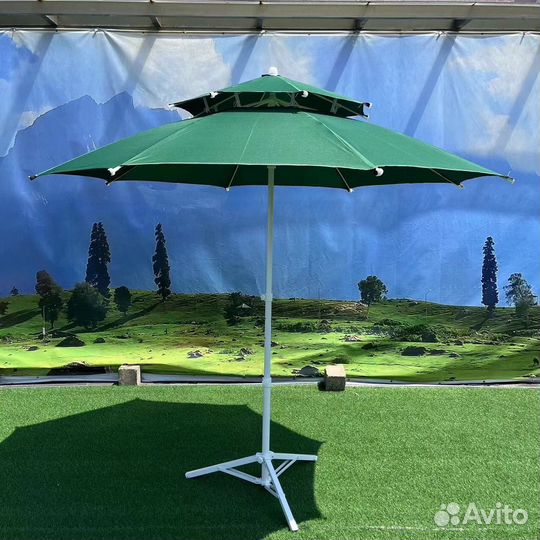 Зонт пляжный/садовый усиленный 2,4м с подставкой