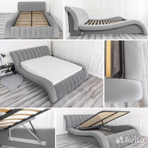 Кровать 140х200 серый Мадрид