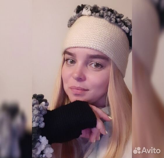 Шапка и митенки (кубаночка)