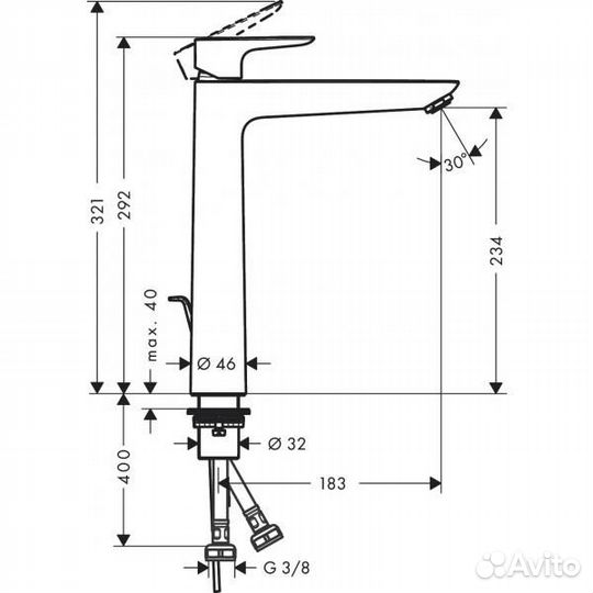 Смеситель для раковины hansgrohe 71716670 Черный