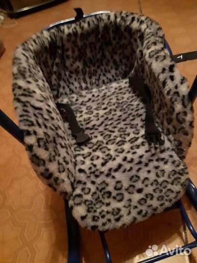 Санки детские с колесиками+меховой вкладыш