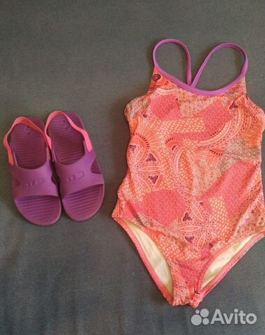 Купальник и сланцы decathlon р. 116-128