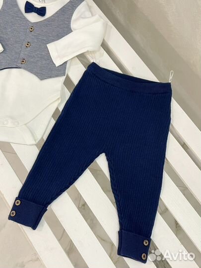 Комплект на мальчика боди и вязаные штанишки 68 74