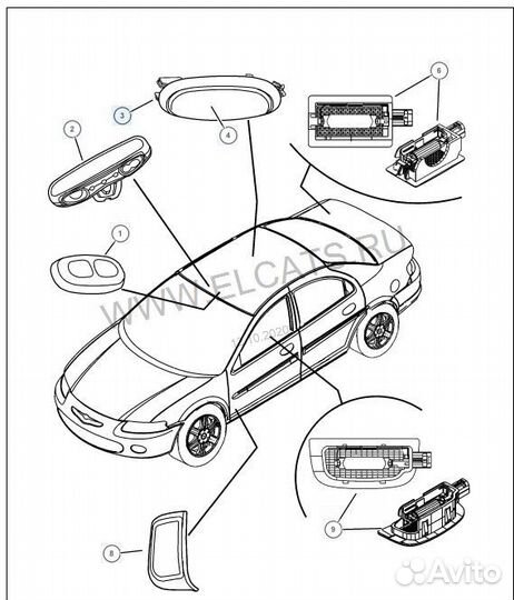 Фонарь освещения салона Siber Sebring Stratus