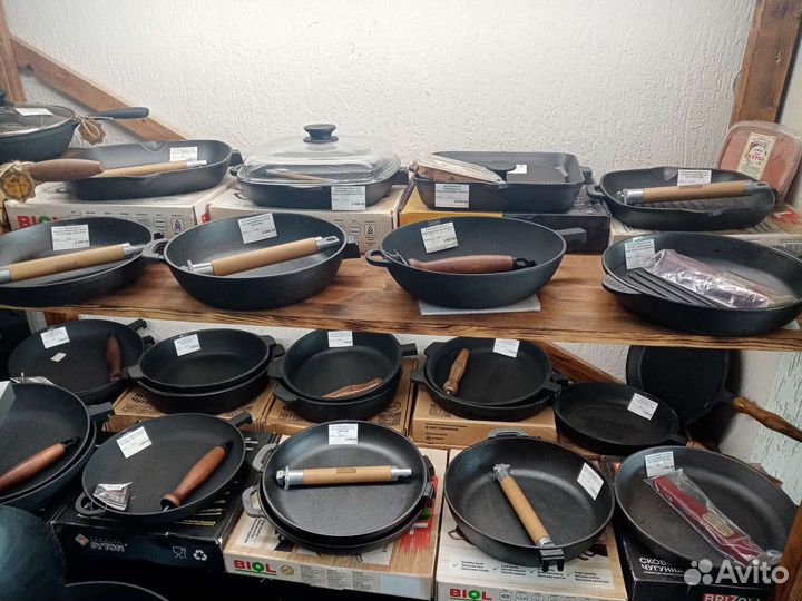 Чугунная сковорода сотейник 24см