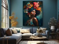 Картина маслом на холсте портрет африканки Премиум