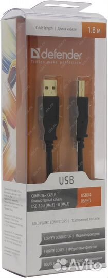 Новый Кабель USB 2.0 A - B Defender 1.8 метра