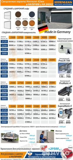 Ворота Hormann 4000х2500 из Европы без аванса