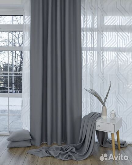 Шторы блэкаут Амадео холодный серый новые пошив