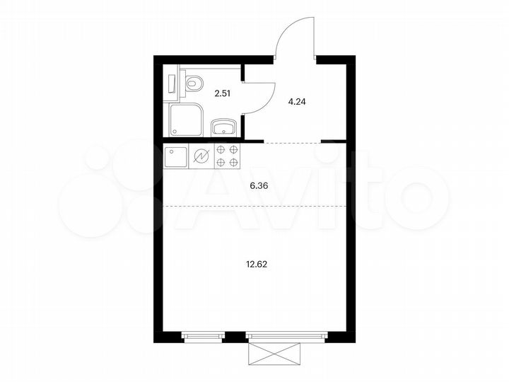 Квартира-студия, 25,7 м², 15/33 эт.
