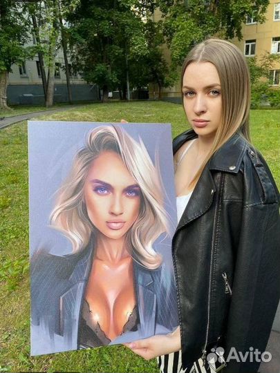 Портрет по фото на холсте, печать картин на холсте