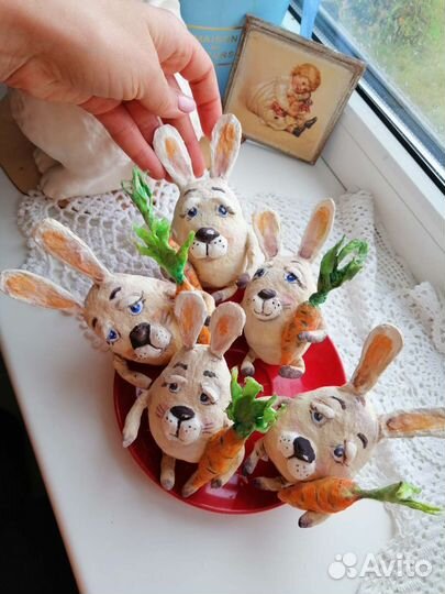 Ватная игрушка заяц