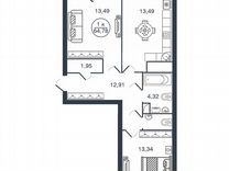 2-к. квартира, 59,3 м², 12/15 эт.