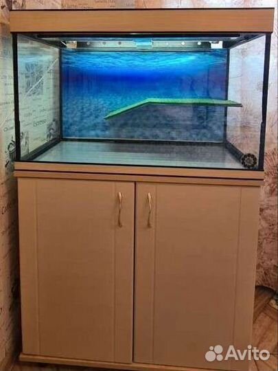 Большой аквариум с тумбой в комплекте, аксессуары