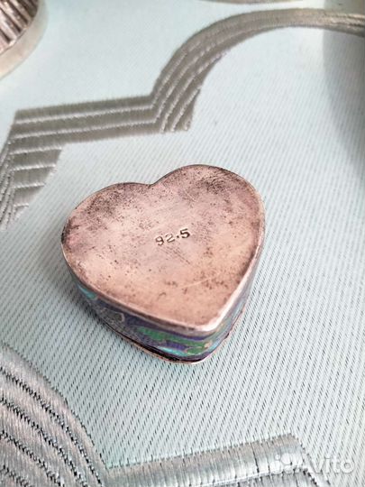 Шкатулка мушница таблетница серебро клуазоне мини