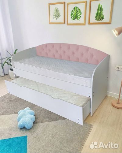 Кровать детская лдсп велюр доп место