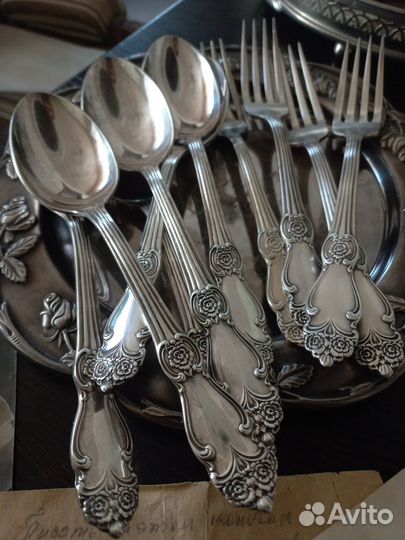 Ложки/Вилки Столовые Серебряная Роза (Мельхиор)