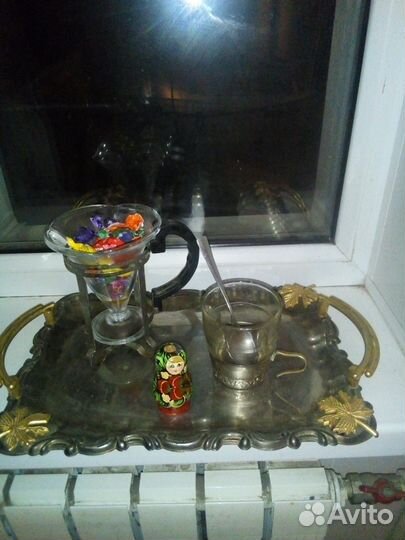 Поднос мельхиоровый-винтаж 80-х