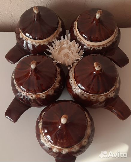 Горшочки Для Запекания Керамика Посуда 5шт