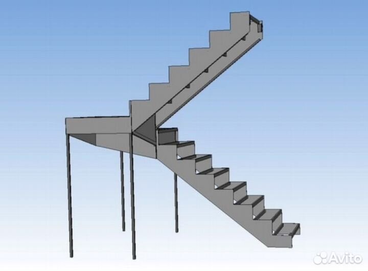 Правильный металлокаркас лестницы в Амзе