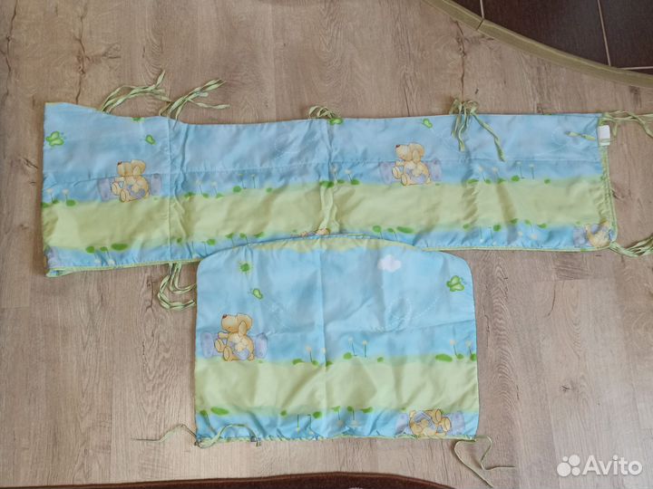 Мягкий бортик в кроватку для малыша + балдахин