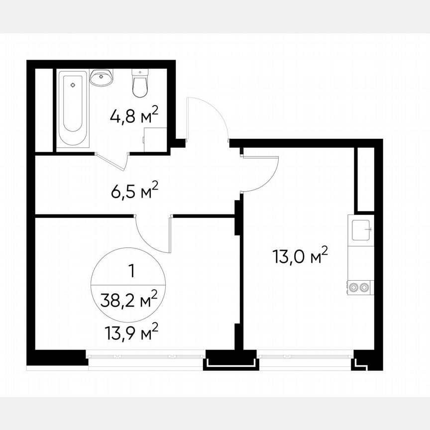 1-к. квартира, 38,2 м², 8/17 эт.