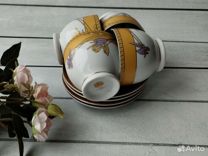 Чайные чашки с блюдцами фарфор