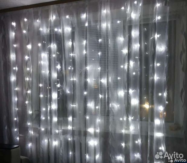 Гирлянда штора занавес светодиодная дождик + подар