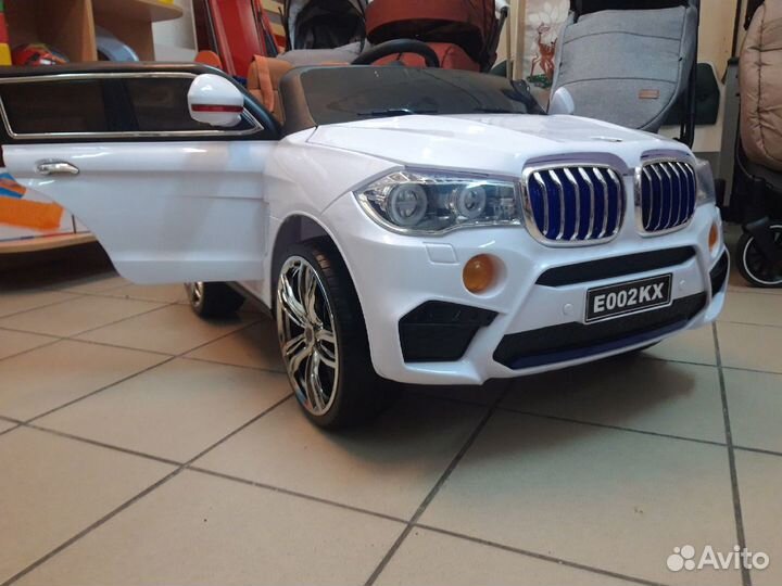 Детский электромобиль белый бмв с пультом новый