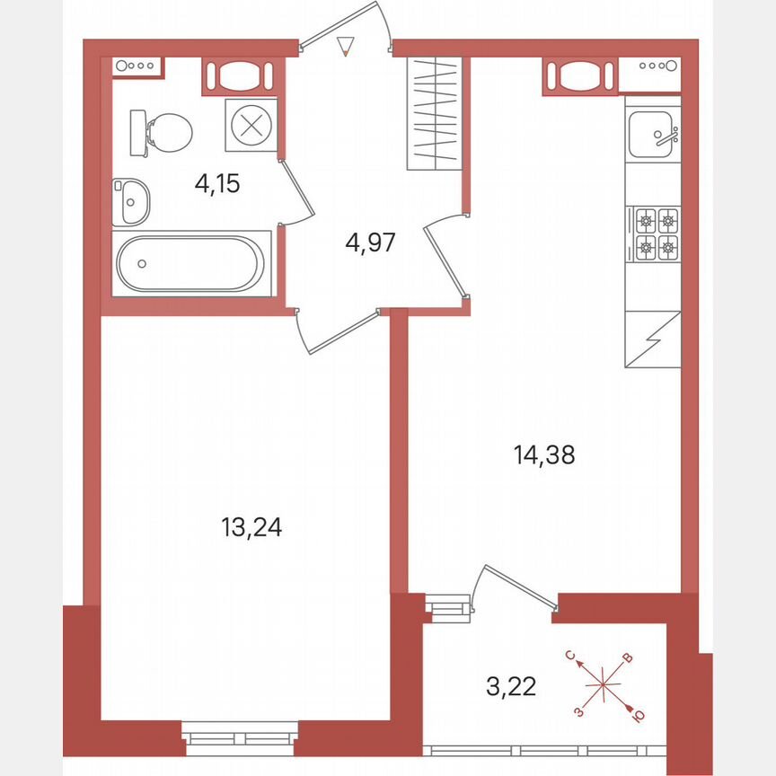 1-к. квартира, 38,4 м², 9/11 эт.