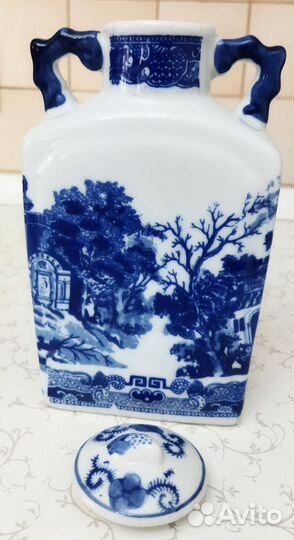 Винтажный :Сине-белый керамическая графин