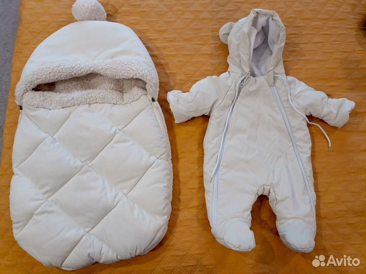 Конверт на выписку с комбинезоном зимний