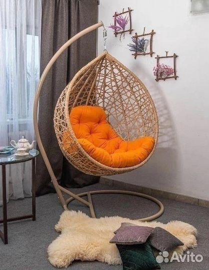 Подвесное кресло кокон капля ротанг
