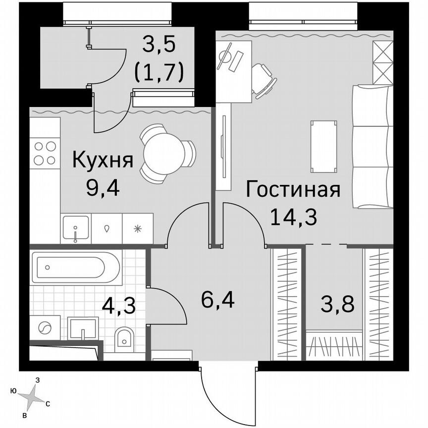 1-к. квартира, 40 м², 19/19 эт.