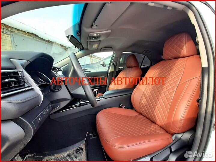 Чехлы Автопилот Toyota Camry v70 из экокожи Ромб