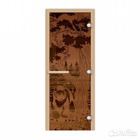 Дверь Для Сауны 1.9х0.7 Мишка в лесу
