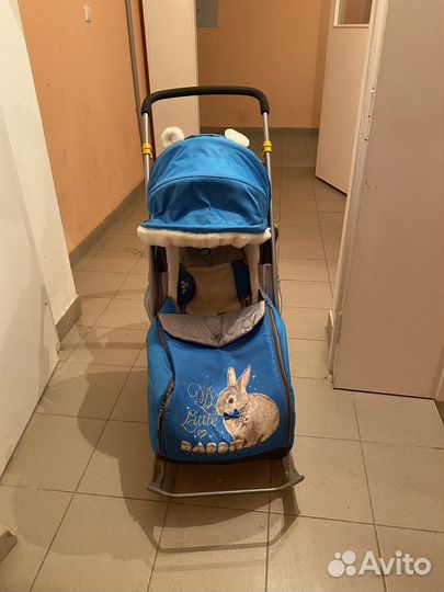 Коляска сани с колесами