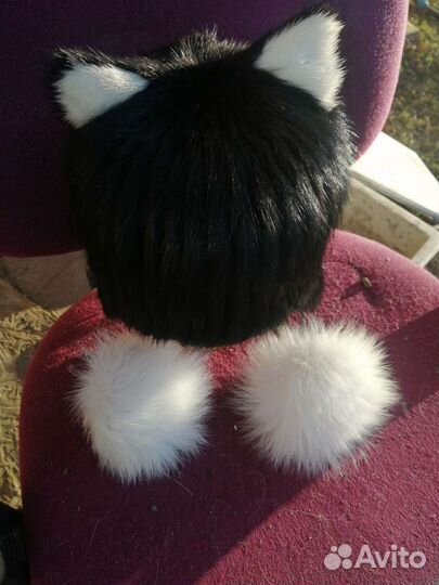 Шапка норковая кошка