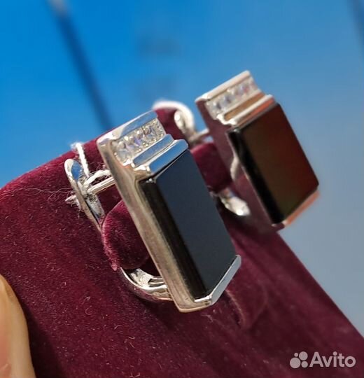 Серьги с агатами, фианитами