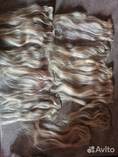 Волосы натуральные на заколках блонд