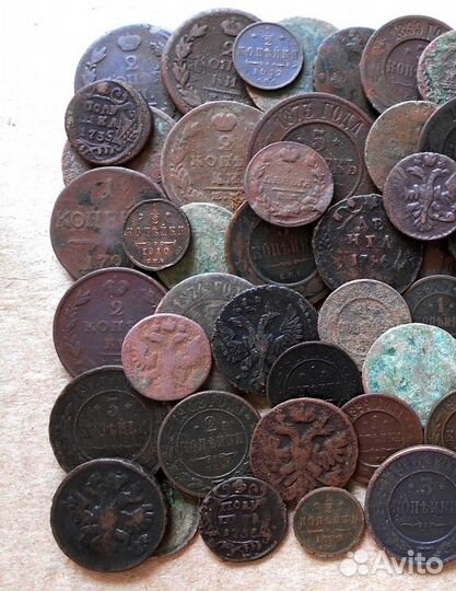 Старинные медные монеты 50 штук (лот-29 )