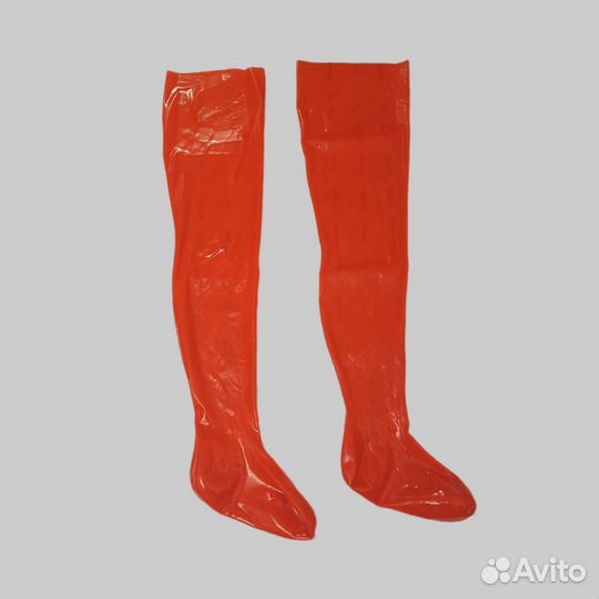 Латексные чулки (резина) красные